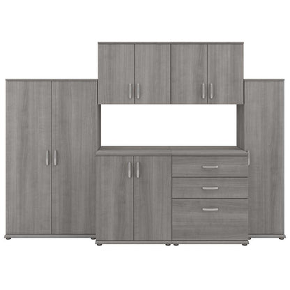 Bush Furniture - Universal 6 Piece Modular 108W 108W Laundry Room Storage Set with Floor and Wall Cabinets in Platinum Gray - LNS002PG veiw 1