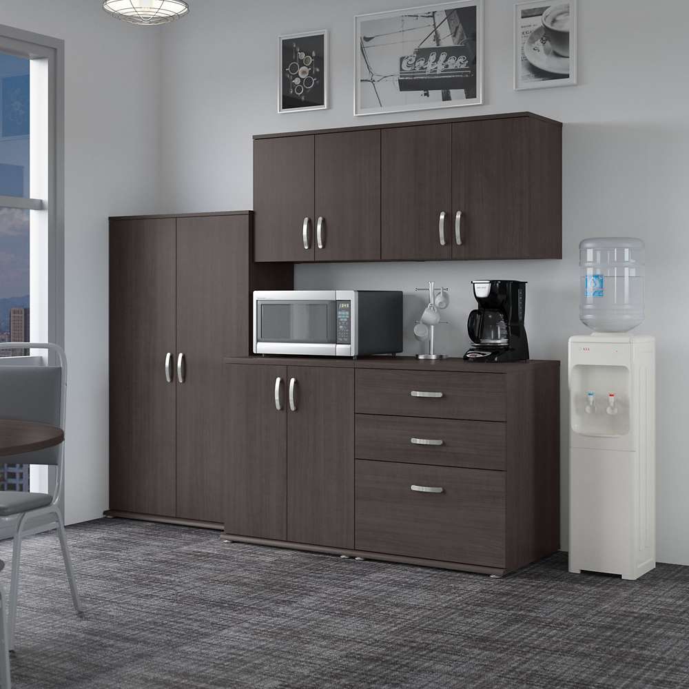 Bush Furniture - Universal 92W 5 Piece Modular Storage Set with Floor and Wall Cabinets in Storm Gray - UNS003SG veiw 4