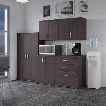 Bush Furniture - Universal 92W 5 Piece Modular Storage Set with Floor and Wall Cabinets in Storm Gray - UNS003SG veiw 4