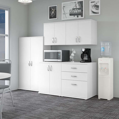 Bush Furniture - Universal 92W 5 Piece Modular Storage Set with Floor and Wall Cabinets in White - UNS003WH veiw 4