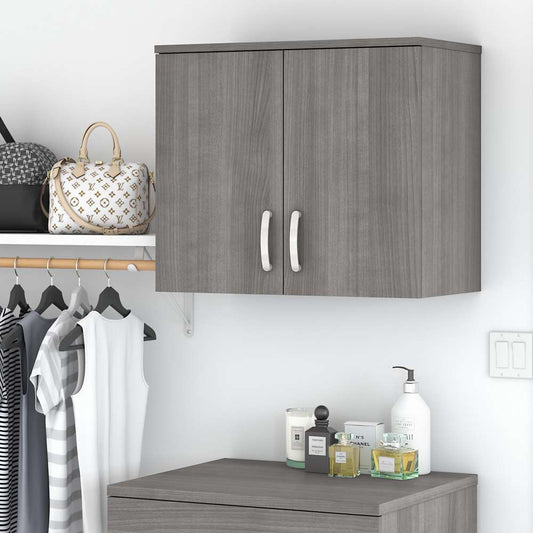 Bush Furniture - Universal Closet Wall Cabinet with Doors and Shelves in Platinum Gray - CLS428PG-Z veiw 2