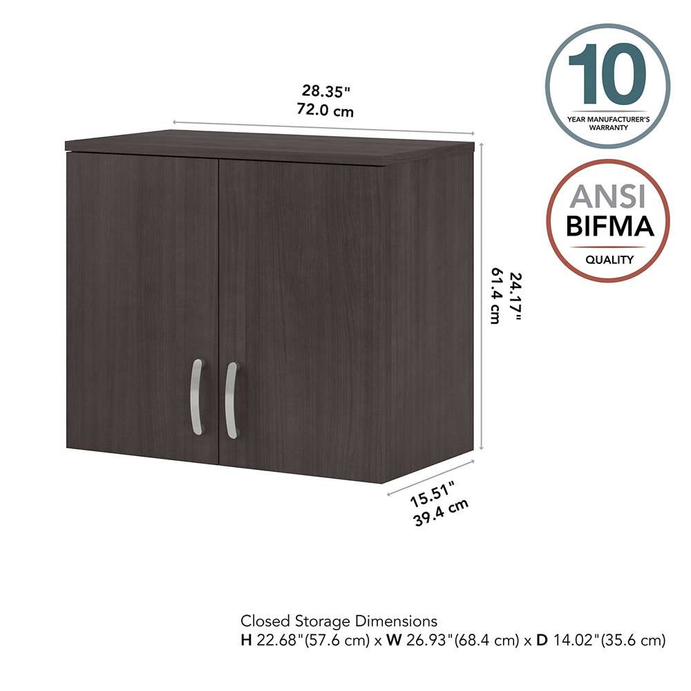 Bush Furniture - Universal Closet Wall Cabinet with Doors and Shelves in Storm Gray - CLS428SG-Z veiw 3