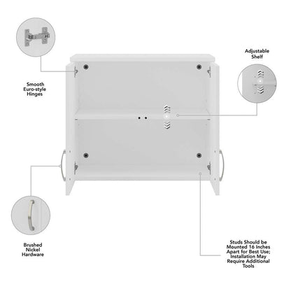 Bush Furniture - Universal Closet Wall Cabinet with Doors and Shelves in White - CLS428WH-Z veiw 4