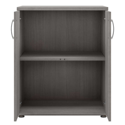 Bush Furniture - Universal Floor Storage Cabinet with Doors and Shelves in Platinum Gray - UNS128PG veiw 3