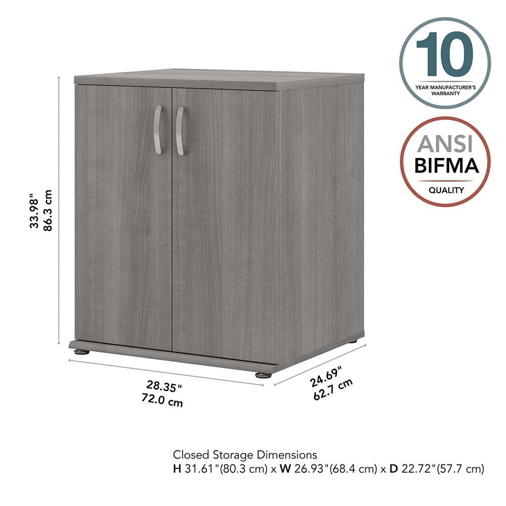 Bush Furniture - Universal Floor Storage Cabinet with Doors and Shelves in Platinum Gray - UNS128PG veiw 6