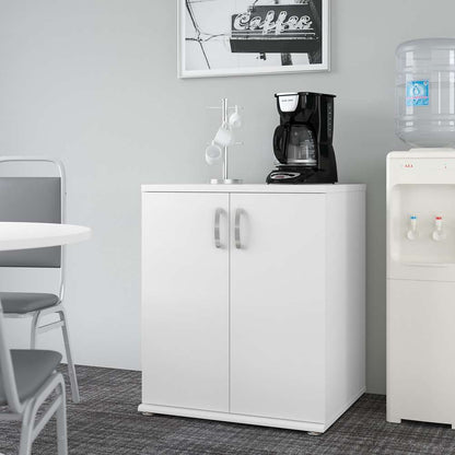 Bush Furniture - Universal Floor Storage Cabinet with Doors and Shelves in White - UNS128WH veiw 4