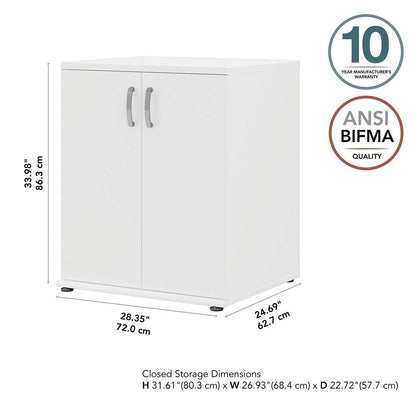 Bush Furniture - Universal Floor Storage Cabinet with Doors and Shelves in White - UNS128WH veiw 6