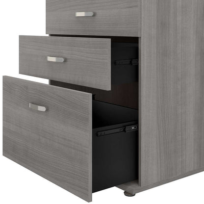 Bush Furniture - Universal Floor Storage Cabinet with Drawers in Platinum Gray - UNS328PG veiw 3