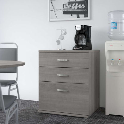 Bush Furniture - Universal Floor Storage Cabinet with Drawers in Platinum Gray - UNS328PG veiw 4