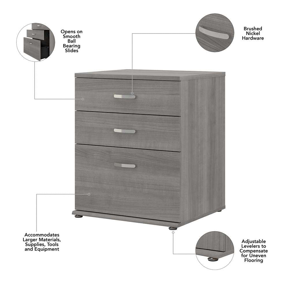 Bush Furniture - Universal Floor Storage Cabinet with Drawers in Platinum Gray - UNS328PG veiw 5