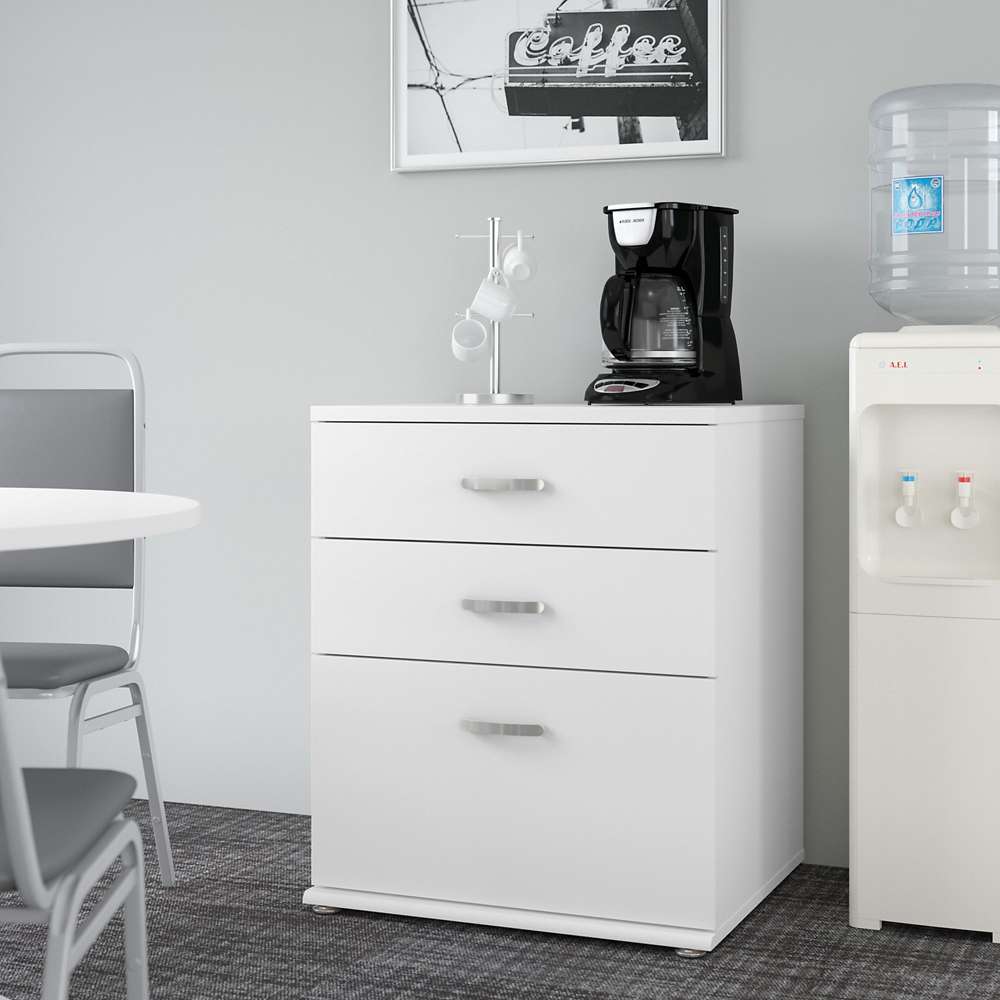 Bush Furniture - Universal Floor Storage Cabinet with Drawers in White - UNS328WH veiw 4
