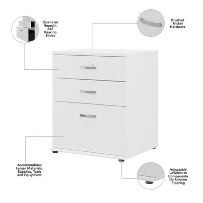 Bush Furniture - Universal Floor Storage Cabinet with Drawers in White - UNS328WH veiw 5