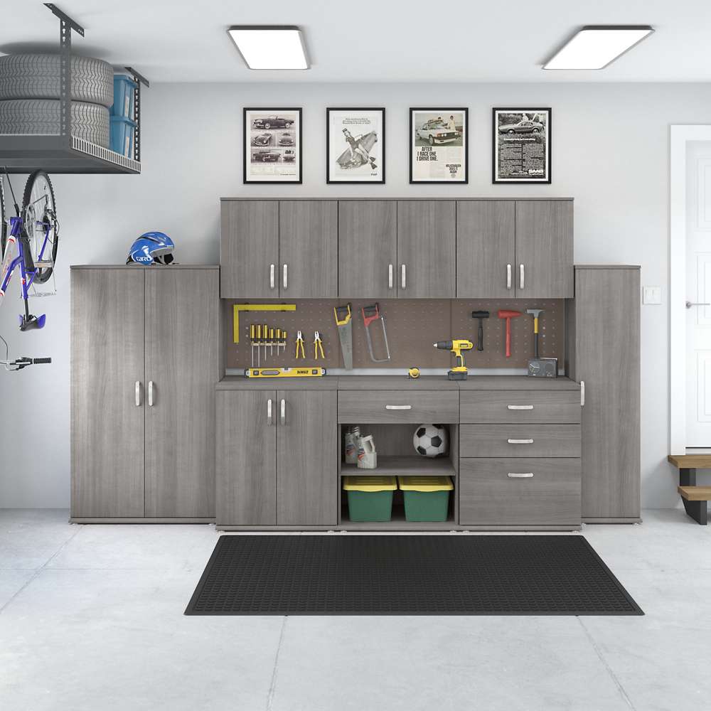Bush Furniture - Universal Garage Storage Cabinet with Doors and Shelves in Platinum Gray - GAS128PG-Z veiw 7
