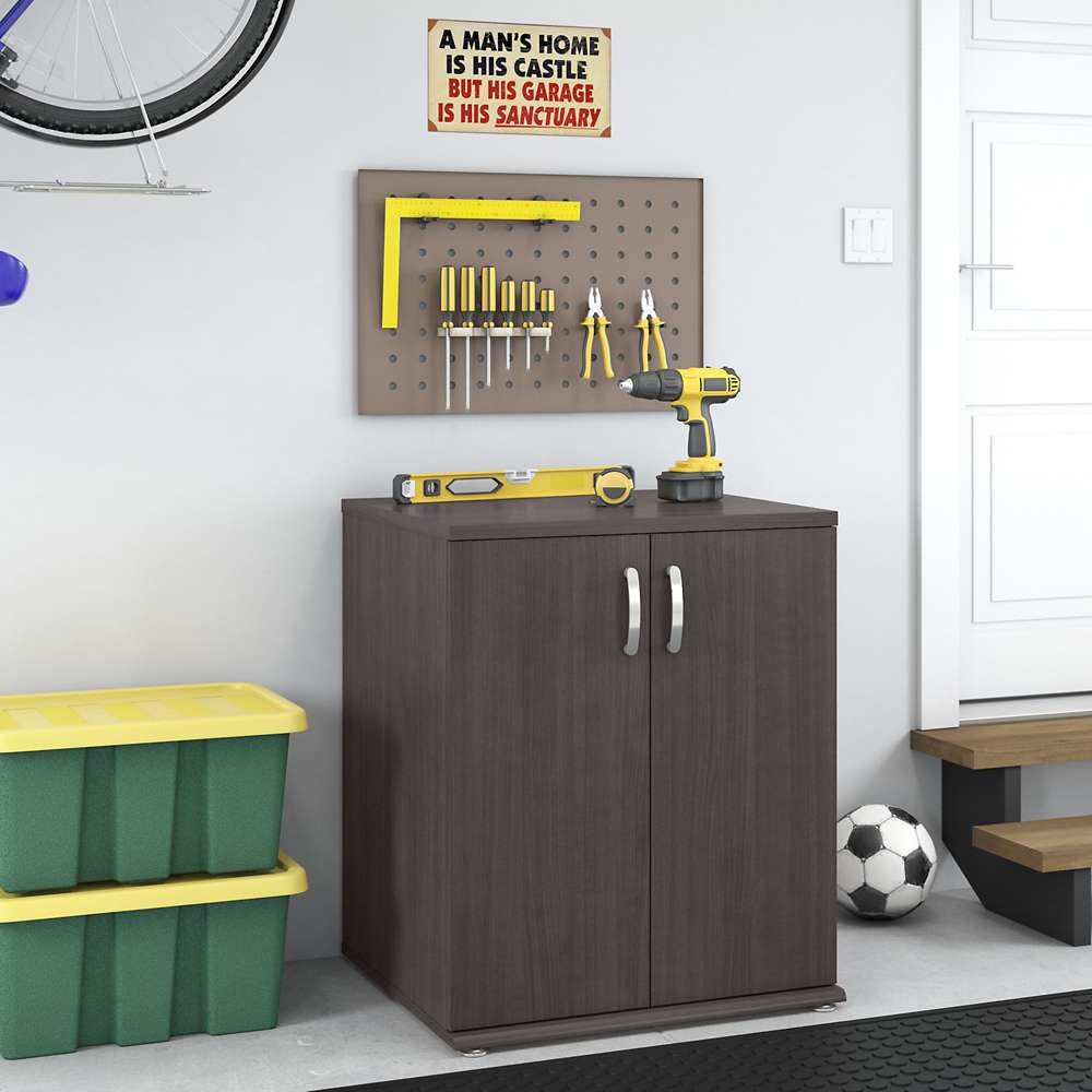 Bush Furniture - Universal Garage Storage Cabinet with Doors and Shelves in Storm Gray - GAS128SG-Z veiw 2