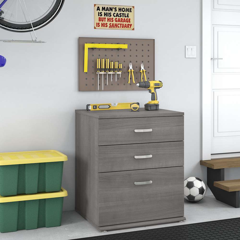 Bush Furniture - Universal Garage Storage Cabinet with Drawers in Platinum Gray - GAS328PG-Z veiw 2