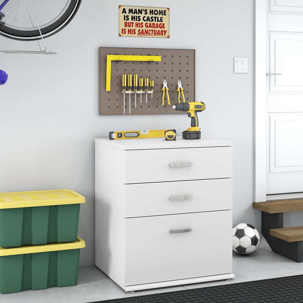Bush Furniture - Universal Garage Storage Cabinet with Drawers in White - GAS328WH-Z veiw 2