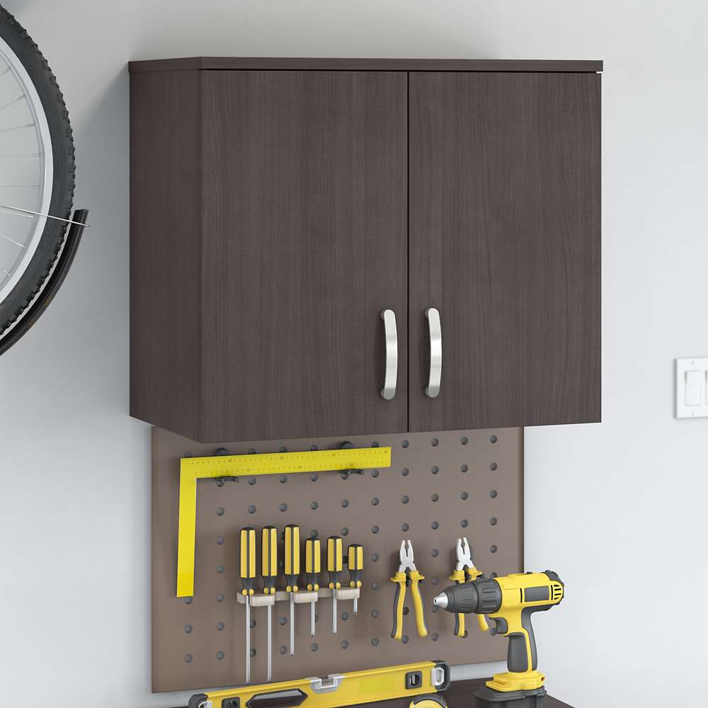 Bush Furniture - Universal Garage Wall Cabinet with Doors and Shelves in Storm Gray - GAS428SG-Z veiw 2