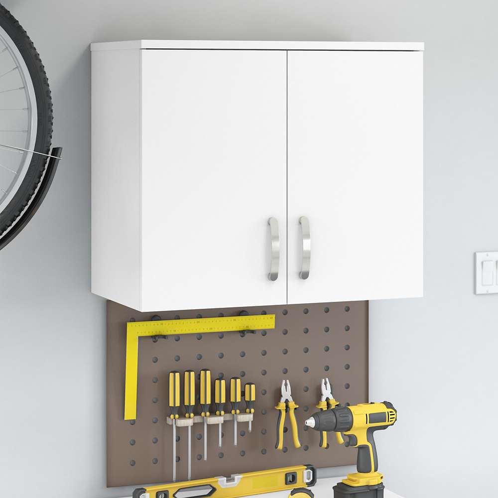 Bush Furniture - Universal Garage Wall Cabinet with Doors and Shelves in White - GAS428WH-Z veiw 2