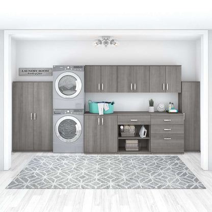 Bush Furniture - Universal Laundry Room Storage Cabinet with Doors and Shelves in Platinum Gray - LNS128PG-Z veiw 7