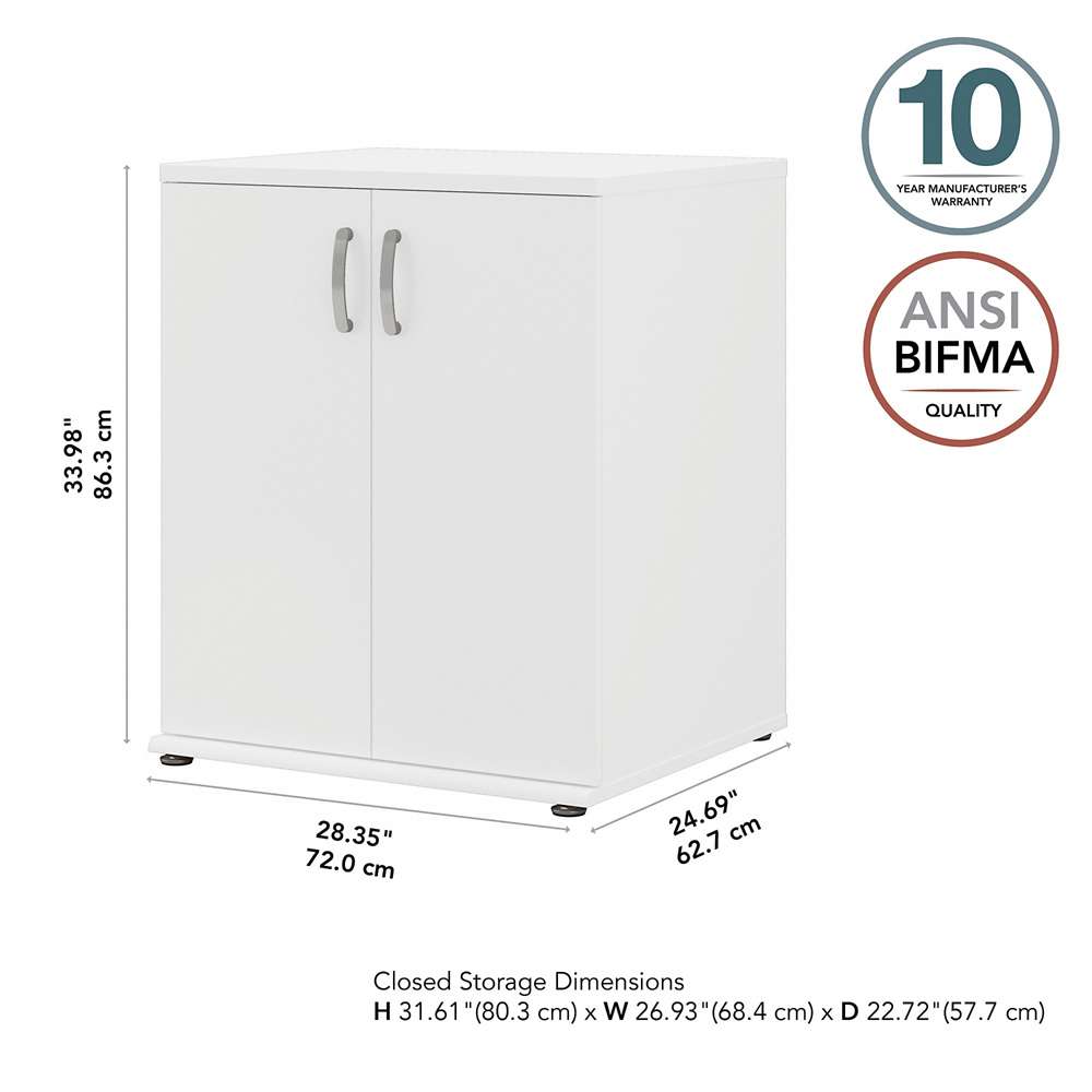 Bush Furniture - Universal Laundry Room Storage Cabinet with Doors and Shelves in White - LNS128WH-Z veiw 3
