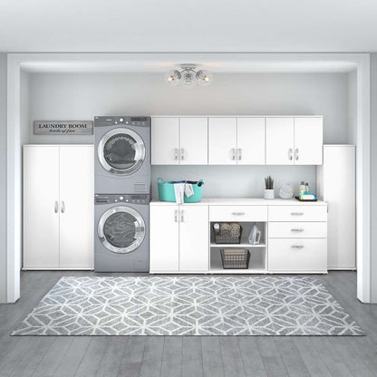 Bush Furniture - Universal Laundry Room Storage Cabinet with Doors and Shelves in White - LNS128WH-Z veiw 7