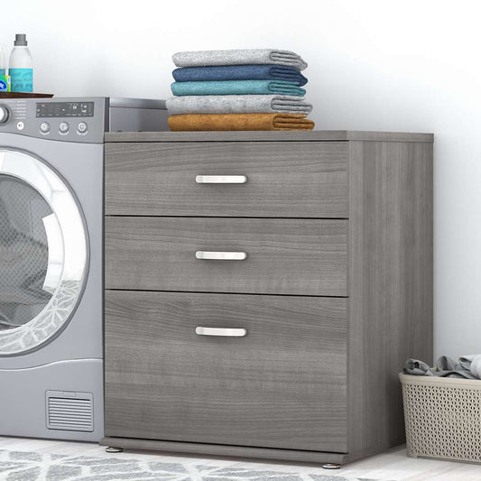 Bush Furniture - Universal Laundry Room Storage Cabinet with Drawers in Platinum Gray - LNS328PG-Z veiw 2