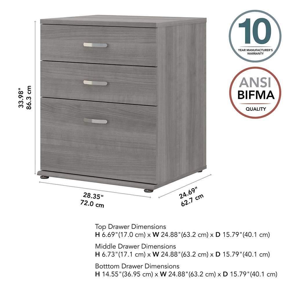 Bush Furniture - Universal Laundry Room Storage Cabinet with Drawers in Platinum Gray - LNS328PG-Z veiw 3