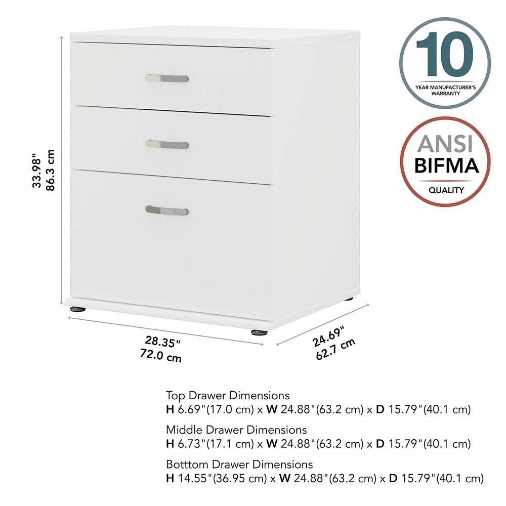 Bush Furniture - Universal Laundry Room Storage Cabinet with Drawers in White - LNS328WH-Z veiw 3
