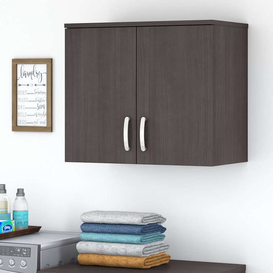 Bush Furniture - Universal Laundry Room Wall Cabinet with Doors and Shelves in Storm Gray - LNS428SG-Z veiw 2