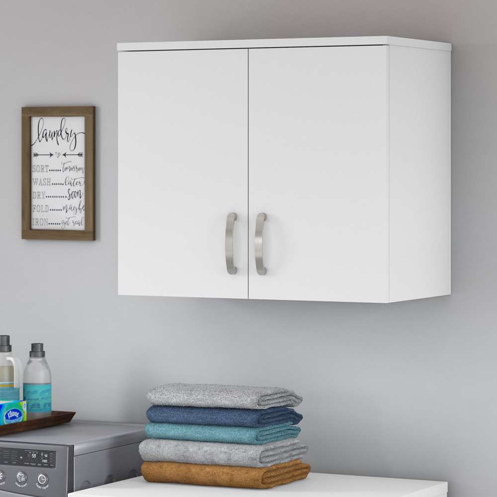 Bush Furniture - Universal Laundry Room Wall Cabinet with Doors and Shelves in White - LNS428WH-Z veiw 2