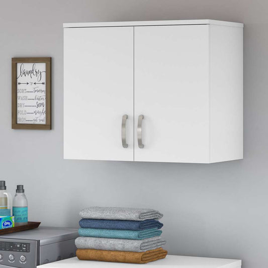 Bush Furniture - Universal Laundry Room Wall Cabinet with Doors and Shelves in White - LNS428WH-Z veiw 2