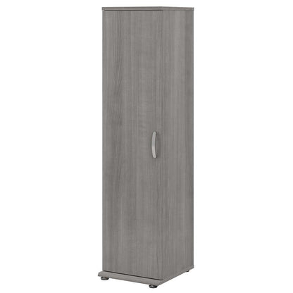 Bush Furniture - Universal Narrow Clothing Storage Cabinet with Door and Shelves in Platinum Gray - CLS116PG-Z veiw 1