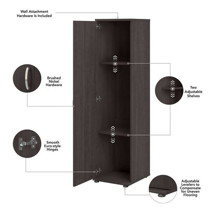 Bush Furniture - Universal Narrow Clothing Storage Cabinet with Door and Shelves in Storm Gray - CLS116SG-Z veiw 4