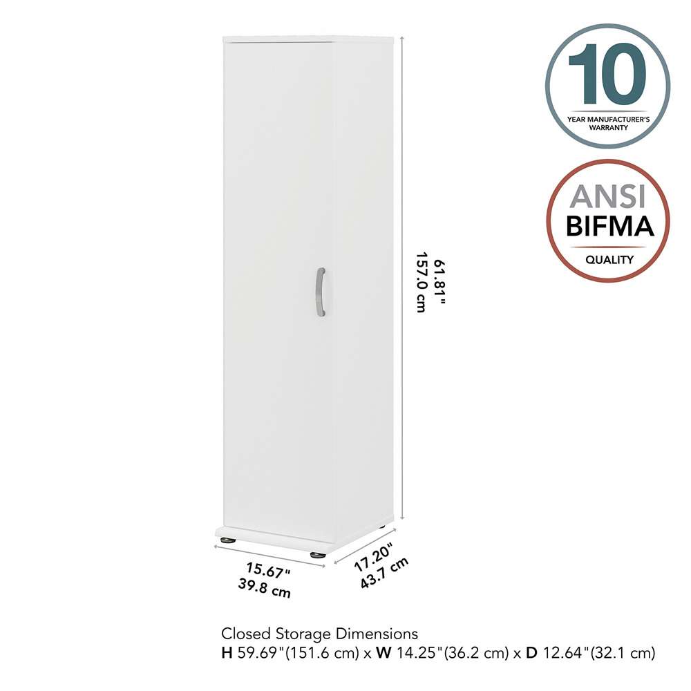 Bush Furniture - Universal Narrow Clothing Storage Cabinet with Door and Shelves in White - CLS116WH-Z veiw 3