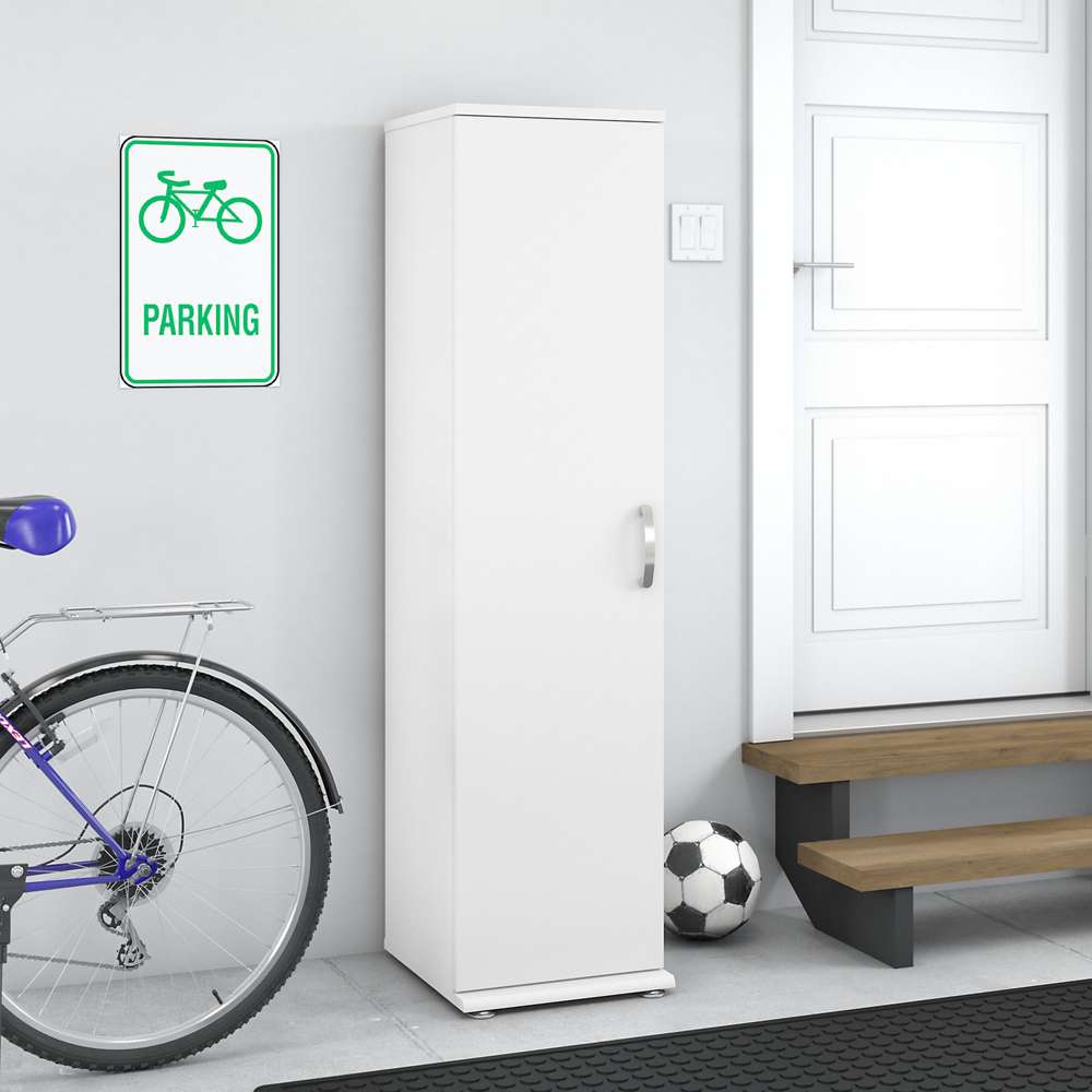 Bush Furniture - Universal Narrow Garage Storage Cabinet with Door and Shelves in White - GAS116WH-Z veiw 2