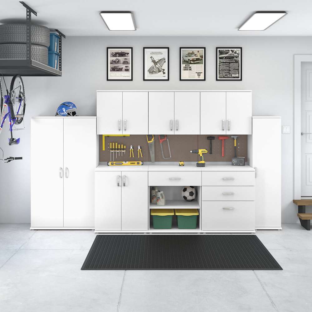 Bush Furniture - Universal Narrow Garage Storage Cabinet with Door and Shelves in White - GAS116WH-Z veiw 7