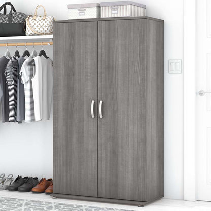 Bush Furniture - Universal Tall Clothing Storage Cabinet with Doors and Shelves in Platinum Gray - CLS136PG-Z veiw 2