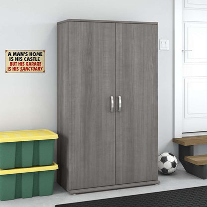 Bush Furniture - Universal Tall Garage Storage Cabinet with Doors and Shelves in Platinum Gray - GAS136PG-Z veiw 2