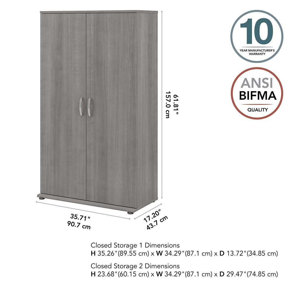 Bush Furniture - Universal Tall Garage Storage Cabinet with Doors and Shelves in Platinum Gray - GAS136PG-Z veiw 3