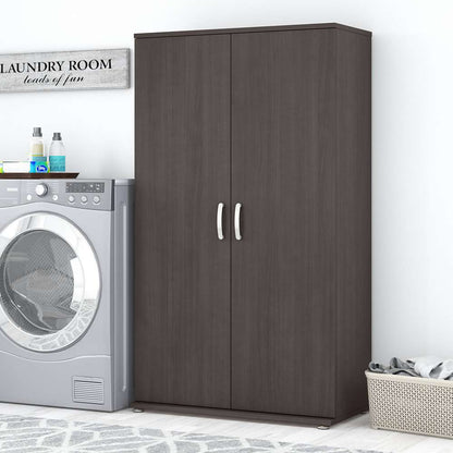 Bush Furniture - Universal Tall Linen Cabinet with Doors and Shelves in Storm Gray - LNS136SG-Z veiw 2