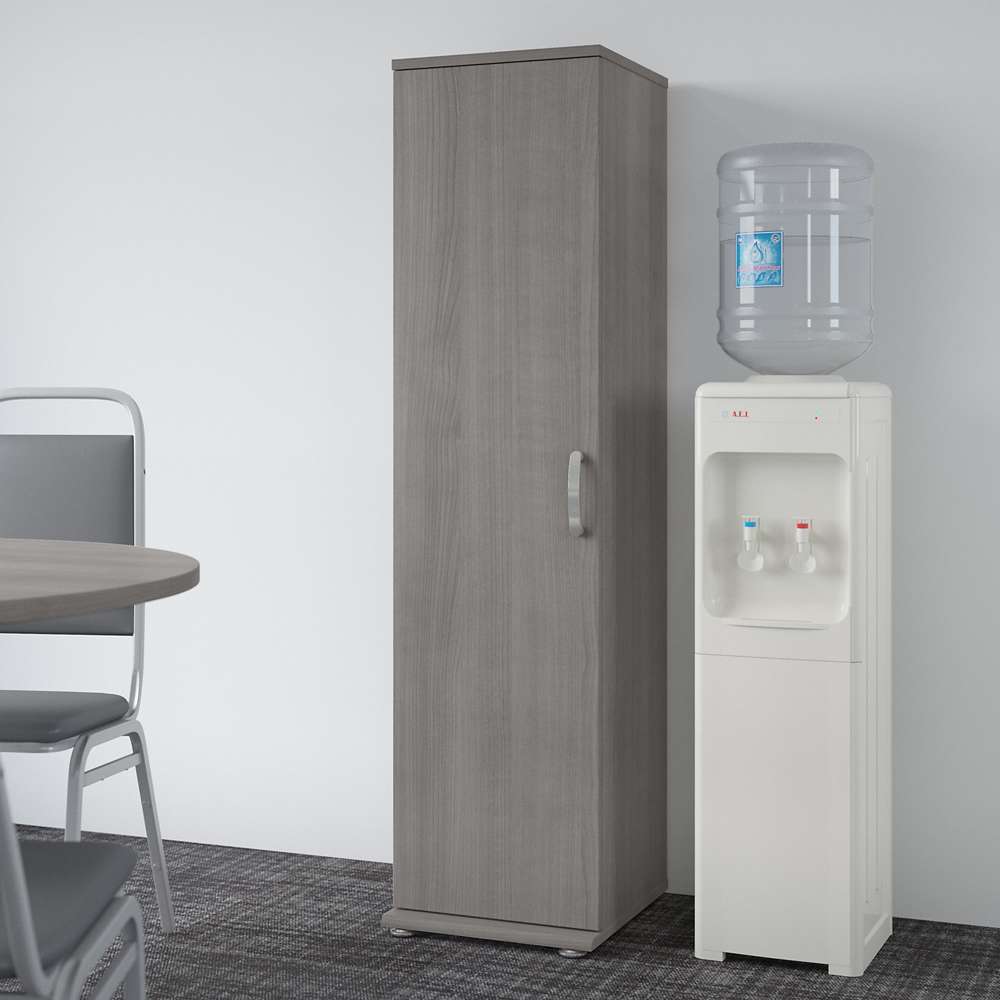 Bush Furniture - Universal Tall Narrow Storage Cabinet with Door and Shelves in Platinum Gray - UNS116PG veiw 4