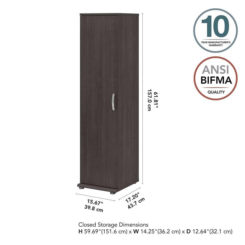 Bush Furniture - Universal Tall Narrow Storage Cabinet with Door and Shelves in Storm Gray - UNS116SG veiw 6