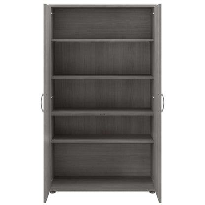Bush Furniture - Universal Tall Storage Cabinet with Doors and Shelves in Platinum Gray - UNS136PGK veiw 3
