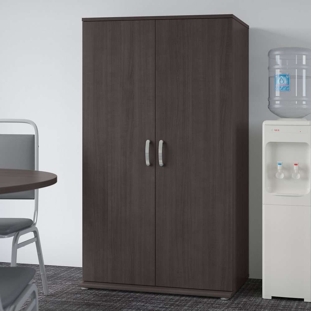 Bush Furniture - Universal Tall Storage Cabinet with Doors and Shelves in Storm Gray - UNS136SGK veiw 4