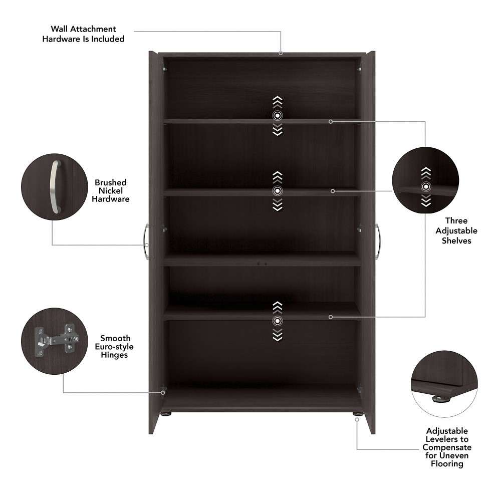 Bush Furniture - Universal Tall Storage Cabinet with Doors and Shelves in Storm Gray - UNS136SGK veiw 6