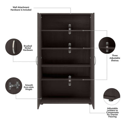 Bush Furniture - Universal Tall Storage Cabinet with Doors and Shelves in Storm Gray - UNS136SGK veiw 6