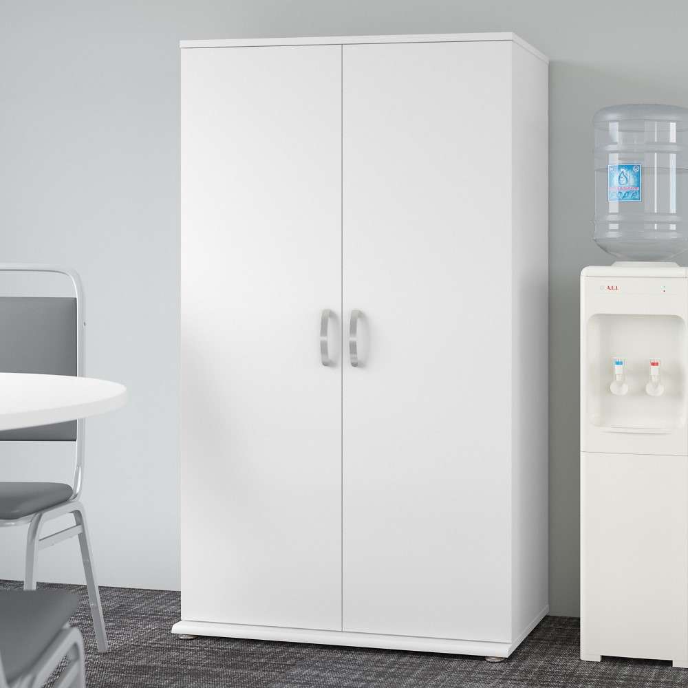 Bush Furniture - Universal Tall Storage Cabinet with Doors and Shelves in White - UNS136WHK veiw 4