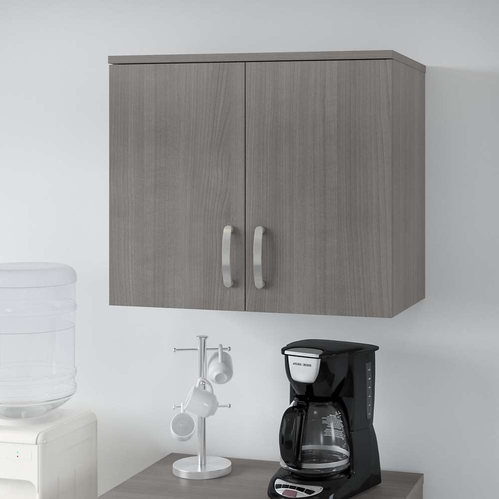 Bush Furniture - Universal Wall Cabinet with Doors and Shelves in Platinum Gray - UNS428PG veiw 4