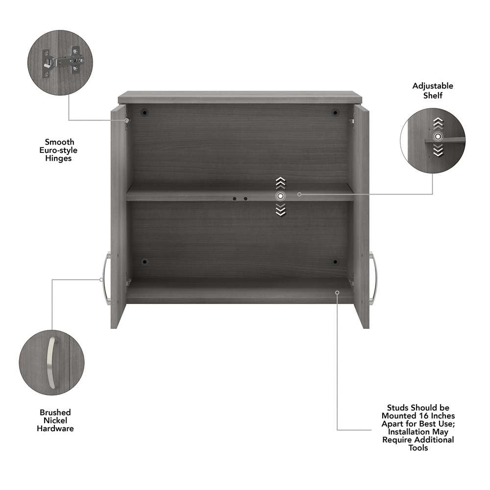 Bush Furniture - Universal Wall Cabinet with Doors and Shelves in Platinum Gray - UNS428PG veiw 5