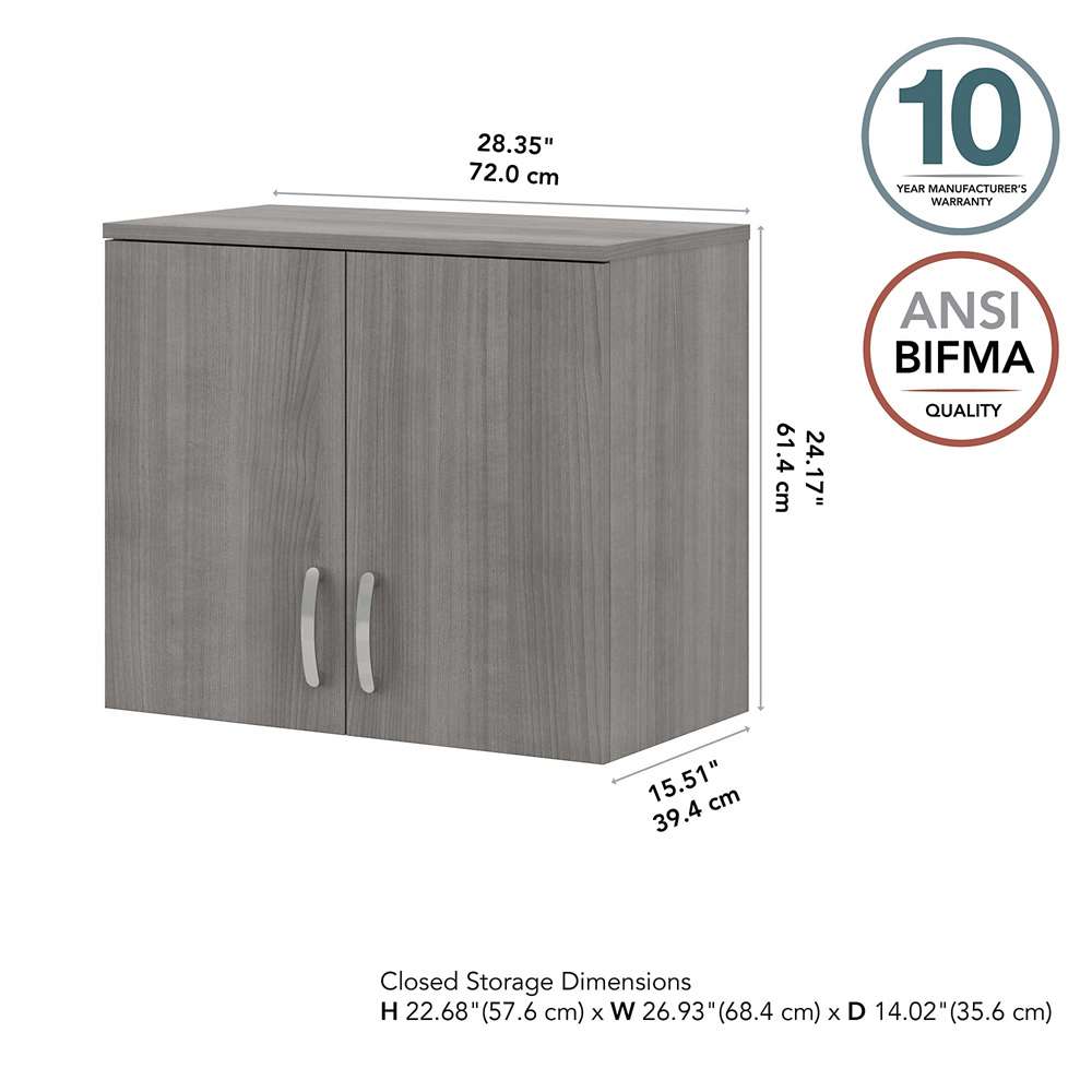Bush Furniture - Universal Wall Cabinet with Doors and Shelves in Platinum Gray - UNS428PG veiw 6